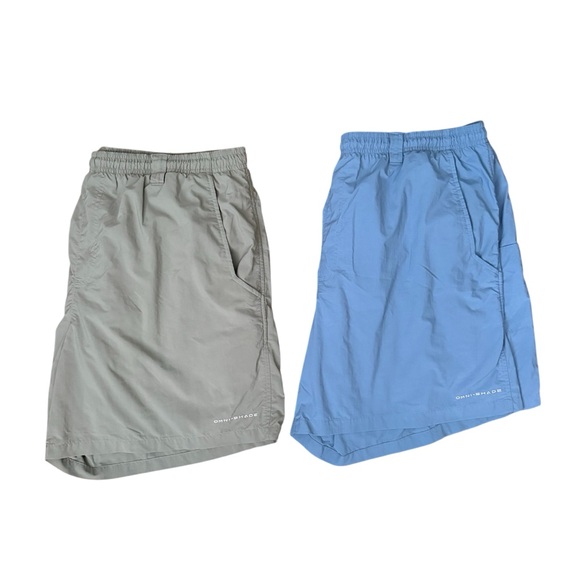 COLUMBIA Mens Bundle Shorts 2 Pair Size  XL Omnishield PFG Blue & Green - Picture 1 of 6